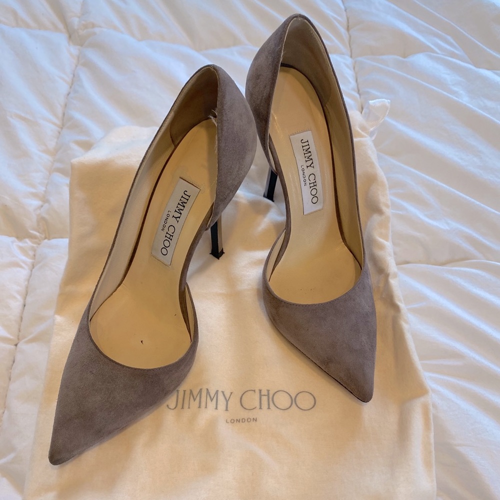 Jimmy Choo Suede Gray Pumps